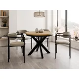 Compleo Esstisch modern, Metallbeine, Runder Esszimmertisch BELLAMI, TOPPSELLER, MADE IN EU braun 100 cm x 75 cm x 100 cm