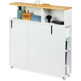 Relaxdays Nischenschrank Bad 79 x 75 x 17 cm Weiß/Natur