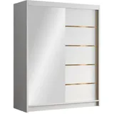 Mirjan24 Schiebetürenschrank, Weiß, Metall, Rechteckig, 150x200x58 cm, Schlafzimmer, Kleiderschränke, Schwebetürenschränke