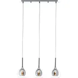 Brilliant Pendelleuchte Hadan 3-flammig Transparent-Chrome und Rauchglas