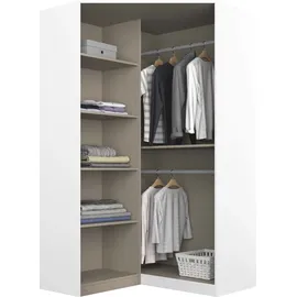 Rauch Möbel Nidda, Eckschrank mit 2 Spiegeltüren, Eckkleiderschrank Kleiderschrank Schrank mit Stauraum, Drehtürenschrank, 2-türig, Farbe Alpinweiß, 117x197x104cm