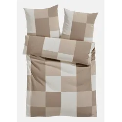 bonprix Bettwäsche mit Karos, beige, 135x200 cm, mit Baumwolle