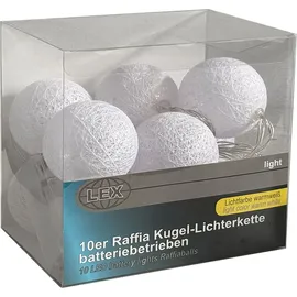 Mojawo 2 Stück 10'er Raffia Kugel-Lichterkette-MLK022-RK-2stk