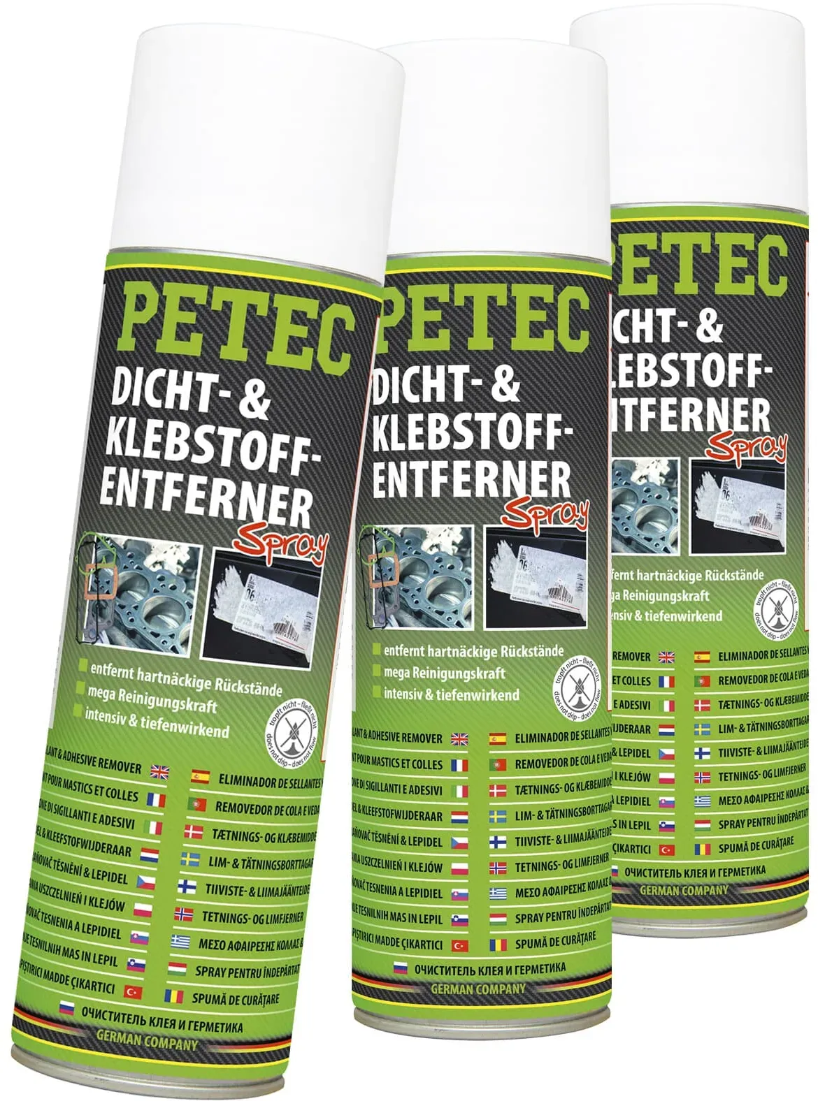 3x 500ml Petec Dicht- & Klebstoffentferner Spray Klebstoffreste Spray Silikon: