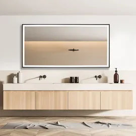 Paco Home Wandleuchte »TRACY« Neutralweiß Beleuchteter Spiegel LED Backlight Touch- Schwarz Rechteckig, schwarz