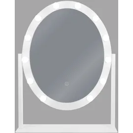 Beliani Badspiegel Weiß Metall, oval 50 x 60 cm