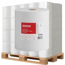 Katrin Rollenhandtuchpapier, 1-lagig, naturweiß, Hochwertige Papierhandtuchrolle für den täglichen Bedarf, 1⁄2 Palette = 20 Pakete = 120 Rollen