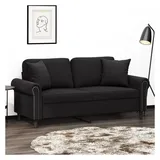 vidaXL Couch Samt 2-Sitzer Schwarz