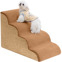 Uross Hundetreppe für kleine Hunde, 4 Stufen Hundetreppe Treppe Rampen für Bett Couch, High Density Foam Pet Steps Treppe, Waschbar Haustiertreppe für Hunde und Katzen-Braun