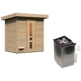 Woodfeeling Karibu Gartensauna Saunahaus Hytti 1 Energiesparende Saunatür 9 kW Ofen integr. Steuerung inkl. 8-teiligem gratis Zubehörpaket (Gesamtwert 191,92€)