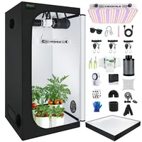 BOSYTRO Growzelt Komplettset, Led Grow Tent Kit, 200W LED Grow Lampe Vollspektrum,Komplettes Hydroponics 600D Growing Tent Kit, Belüftungssystem Thermo-Growboxen für den Gartenanbau