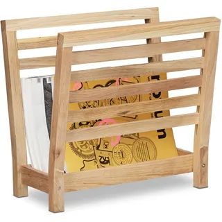 Relaxdays Zeitungsständer 10020656_0 braun Holz, DIN A4