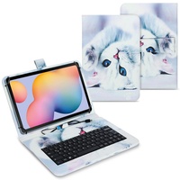 UC-Express Tasche kompatibel für Samsung Galaxy Tab S6 Lite Hülle Keyboard Case Tastatur QWERTZ Standfunktion USB, Farben:Motiv 2
