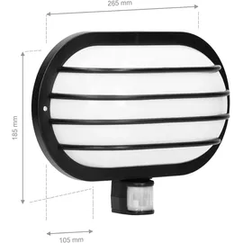 Orno Außenlampe Kunststoff E27 60W mit Bewegungsmelder schwarz