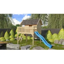 Karibu Spielturm Fidel 1,5 m mit Rutsche Blau
