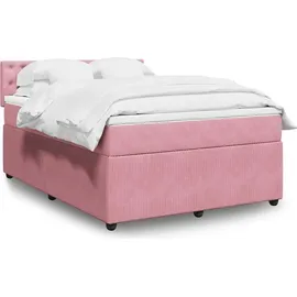 vidaXL Boxspringbett mit Matratze Rosa 140x200 cm Samt