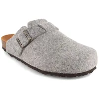 tuffeln Feierabend Clogs Filz-Pantoffeln Hausschuhe mit Schnalle grau, 43 - 43 EU