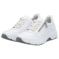 Sneaker RIEKER, Damen, Gr. 43, weiß, Lederimitat, sportlich, Schuhe Sneaker, mit seitlichem Reißverschluss, Freizeitschuh, Halbschuh, Schnürschuh
