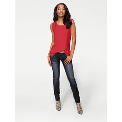 Shirttop HEINE, Damen, Gr. 42, rot, 95% Viskose, 5% Elasthan, Webware:100% Viskose, unifarben, Rundhals, ohne Ärmel, Tops