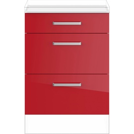 Impuls Küchen Auszugsunterschrank »"Turin", Breite 60 cm«, Rot Hochglanz, , 44203041-0 B/H/T: 60 cm x 72,3 cm x 57,9 cm,