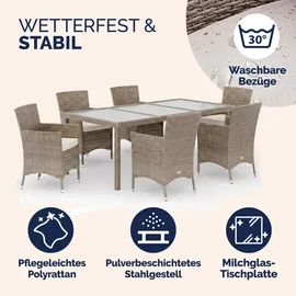 CASARIA Polyrattan Set 7-tlg. Beige