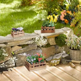 Relaxdays Blumenkasten 25,5 x 18,5 x 12 cm Braun Komplettset