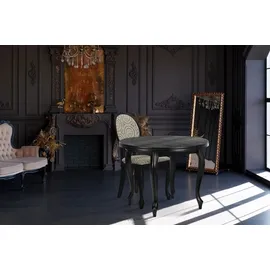 Konsimo Esstisch Esszimmertisch Küchentisch rund 'altis', Schwarz, Furnier, Classic, 100-140x76,5 cm - Konsimo