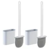 BadeStern 2er-Set WC-Silikonbürsten mit atmungsaktivem Bürstenhalter, weiß/grau