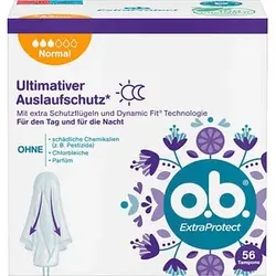 o.b. Tampons ExtraProtect Normal Größe normal für mittlere/stärkere Periode, 56 St.