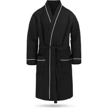 Normani Herren Morgenmantel mit Waffel-Piqué Bali in Schwarz | Gr.: L