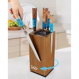 LuxusKollektion Magnet-Messerblock Messerblock Magnetisch Akazienholz 360 Grad drehbar für Küchenmesser