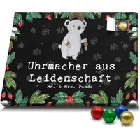 Mr. & Mrs. Panda Schoko Adventskalender Uhrmacher Leidenschaft - Schwarz - Geschenk, Kollege, Arbeitskollege, Dankeschön, Schokoladen Adventskalen... - Schwarz