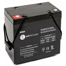 WATTSTUNDE® Akku AGM12-50 12V VRLA AGM Batterie 50Ah C20