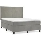 vidaXL Boxspringbett mit Matratze Hellgrau 140x200 cm Samt1396405