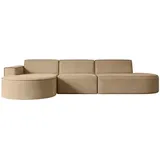altdecor Ecksofa Beige, Textil, 3-Sitzer, Ottomane links, L-Form Corner Sofa Bett Eckcouch Couch Wohnlandschaft Cauchsofa MARI-L2 - Couches, Wohnlandschaften, Ecksofas