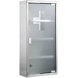 Zedelmaier Medizinschrank aus Edelstahl,Medikamenten Aufbewahrung,Medikamentenschrank 4 Fächer,Apothekerschrank,Badezimmerschrank,Hängend,Abschließbarer Medizinschrank,57 x 27 x 12 cm,Silber