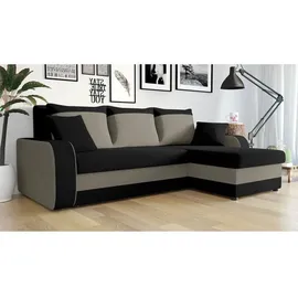 Mirjan24 Ecksofa 2-Sitzer Mikrofaser Grau/Schwarz