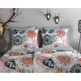 Muller Textil Ralvira Blumen/Blätter/Grau 200 x 200 cm + 2 x 80 x 80 cm