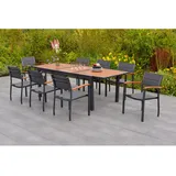 Merxx Paxos Set 9-tlg. Ausziehtisch 180 x 100 cm grau