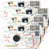 4X 1A PHOTO PORST Einwegkamera Edition I Mog Di in weiß, bunt, mit Blitz, Batterien und Film (4er Pack, je 27 Aufnahmen)