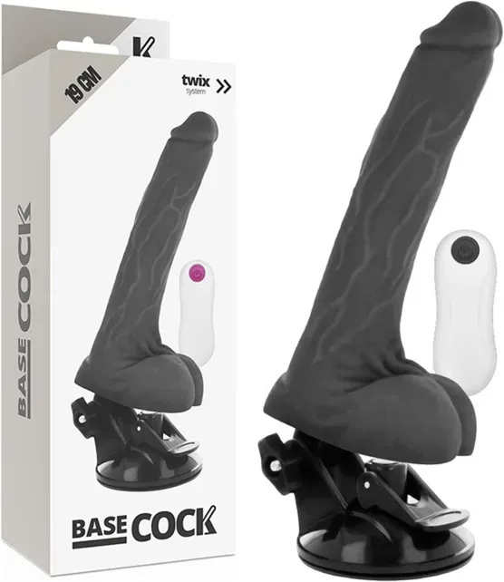 BASECOCK - Realistischer Vibrator mit Fernbedienung Natur, 19 cm Ø 4 cm - Schwarz