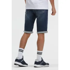 Camp David CAMP DAVID, Herren, Gr. 36, Kurz, tiefblau, Denim/Jeans, Material: 72% Baumwolle, 27% Polyester, 1% Elasthan, Zusatz: Enthält nichttextile Teile tierischen Ursprungs (Badge), unifarben, regular fit, Jeans Jeansshorts, mit Turn-Up Saum