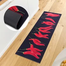 HANSE HOME Küchenläufer HANSE HOME "Chili Dance", rot (schwarz,rot), B:50cm H:3mm L:150cm, Polyester, Teppiche, Läufer, Rutschfest, Küchenteppich, Küche, Teppich, Pflegeleicht