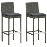 vidaXL Garten-Barhocker mit Kissen 2 St. grau