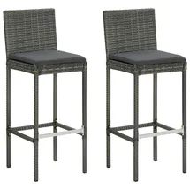 vidaXL Garten-Barhocker mit Kissen 2 St. grau