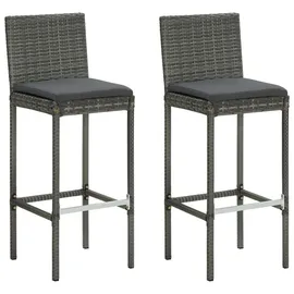 vidaXL Garten-Barhocker mit Kissen 2 St. grau