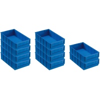 SparSet 10x Blaue Industriebox 300 B | HxBxT 8,1x18,3x30cm | 3,4 Liter | Sichtlagerkasten, Sortimentskasten, Sortimentsbox, Kleinteilebox