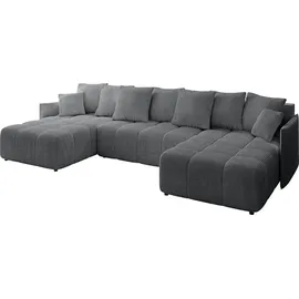 altdecor Ecksofa Cord 6-Sitzer Dunkelgrau
