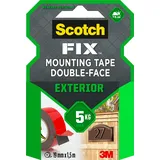 3M Scotch-Fix Doppelseitiges Montageband für Außenbereiche - 1 Rolle (19 mm x 1,5 m) - Hält bis zu 5 kg - Dauerhafte Klebekraft auf Metall, Holz, Acryl
