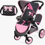 Bayer Design Twin Star Zwillingspuppenwagen, Schwarz/Rosa